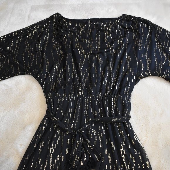 Jessica Simpson Dress Size Small Black Gold Short Sleeve - Picture 10 of 14